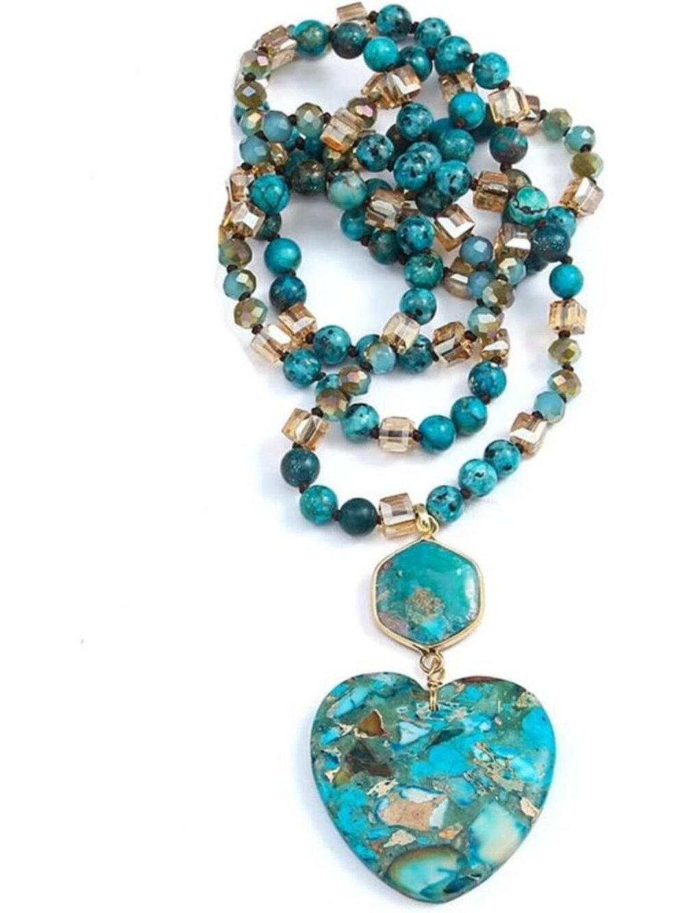 Trendy Boho Long Beaded Necklaces for Women | Natural Stone Pendant Jewelry